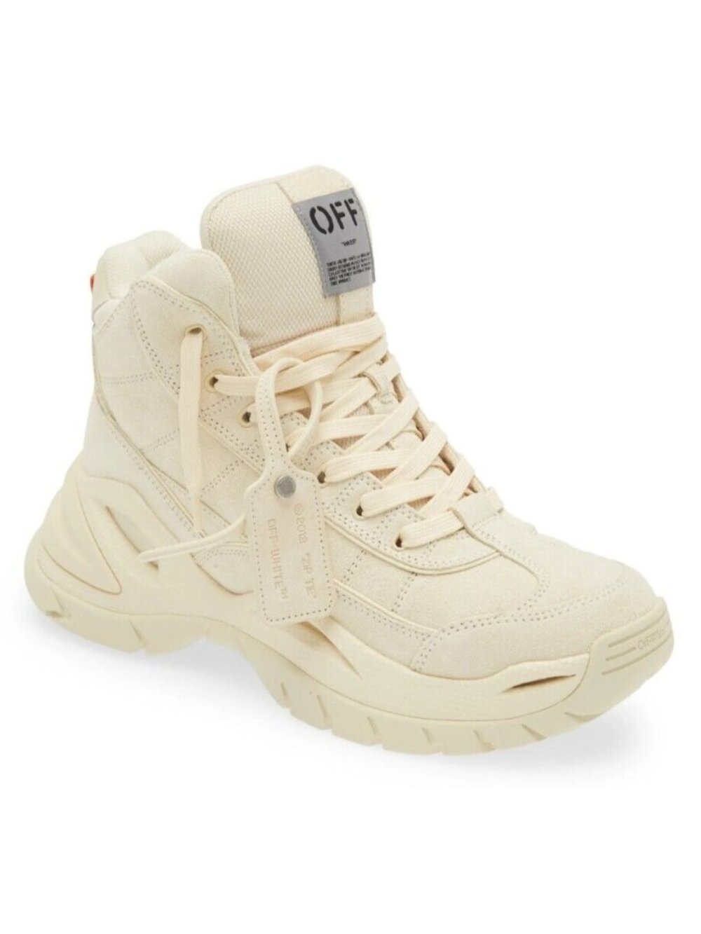 Off-White Men's High Top Hiker Ankle Boots in Beige Suede Size 41 / US 9